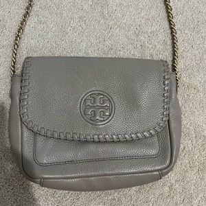 Tory Burch taupe gray cross body